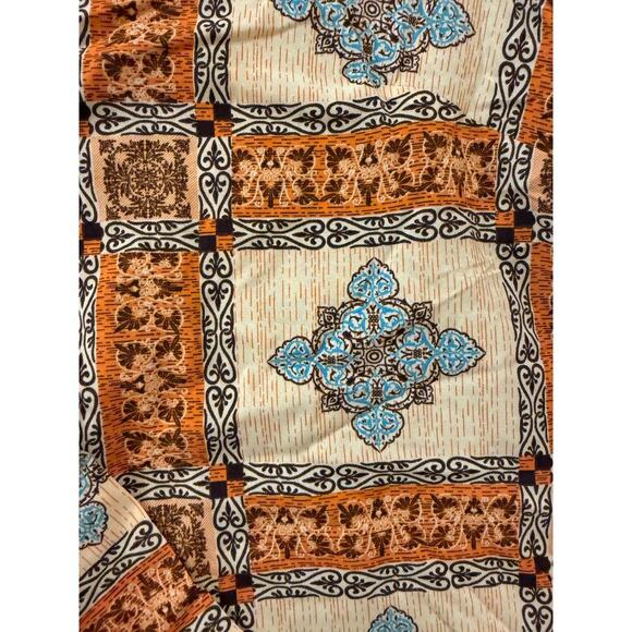 Emery Rose Womens Top 3XL Boho Retro Print Tie Neck Short Sleeve Blouse Plus - Picture 3 of 4